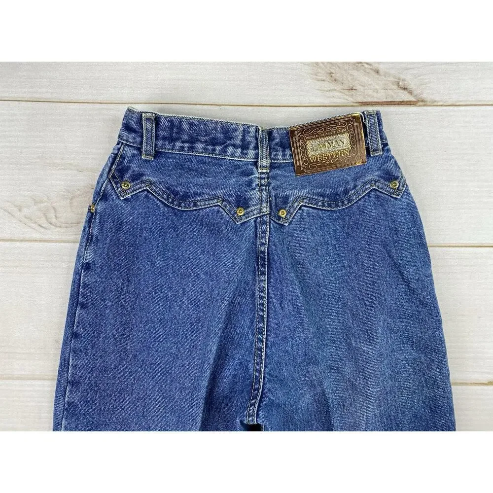 Vintage Lawman Jeans Womens Jr 3 Western Denim High Rise 35.5” Inseam Bareback